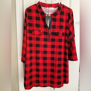 Buffalo Plaid Tunic, 2XL NWT